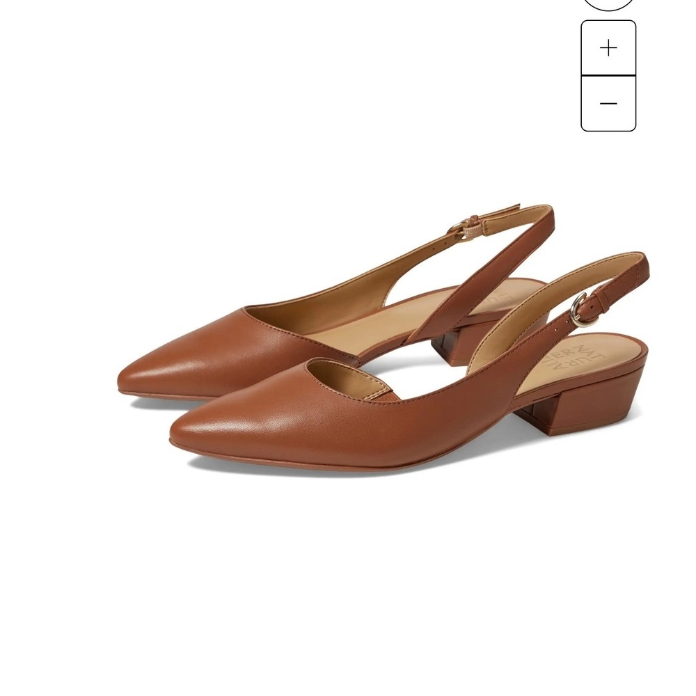 Naturalizer Banks English Tea Brown Slingback Block Heels 8W Pointed Toe